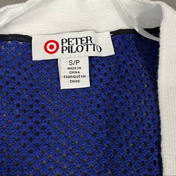 NWT Peter Pilotto for Target Blue White Colorblock Cardigan Sweater Mesh Sleeves - Picture 8 of 10